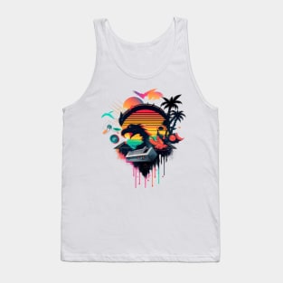 80s Sunset  mountain retro wave Tank Top